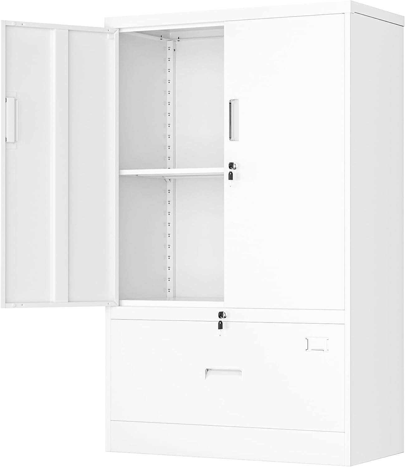 Greenvelly Metal Storage Cabinet with Lock, 72” Black Garage Storage Cabinet with Doors and Shelves, Tall Lockable File &Tool Cabinet for Home Office, Metal Classroom Cabinet Basement