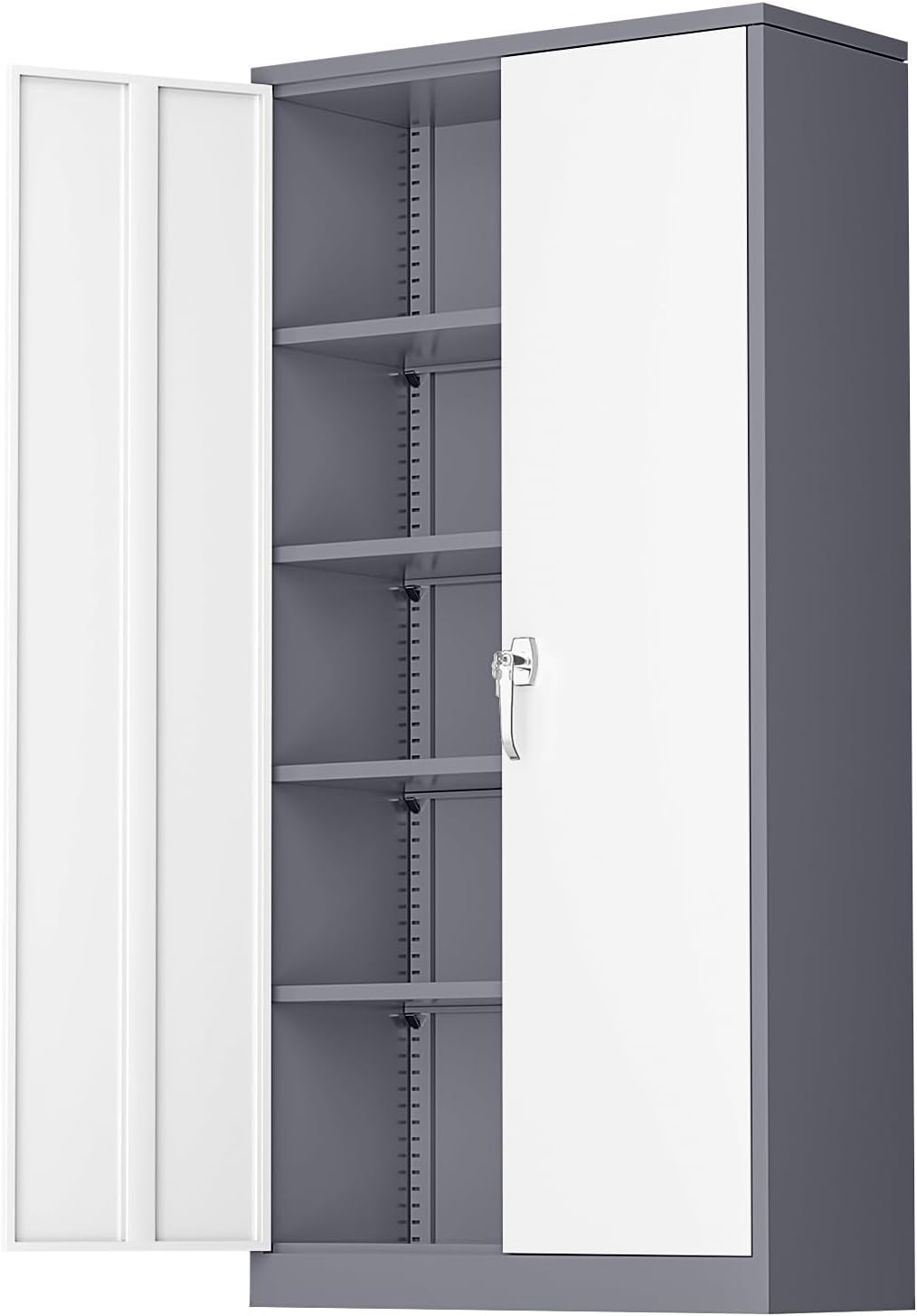 Greenvelly Metal Storage Cabinet with Lock, 72” Black Garage Storage Cabinet with Doors and Shelves, Tall Lockable File &Tool Cabinet for Home Office, Metal Classroom Cabinet Basement