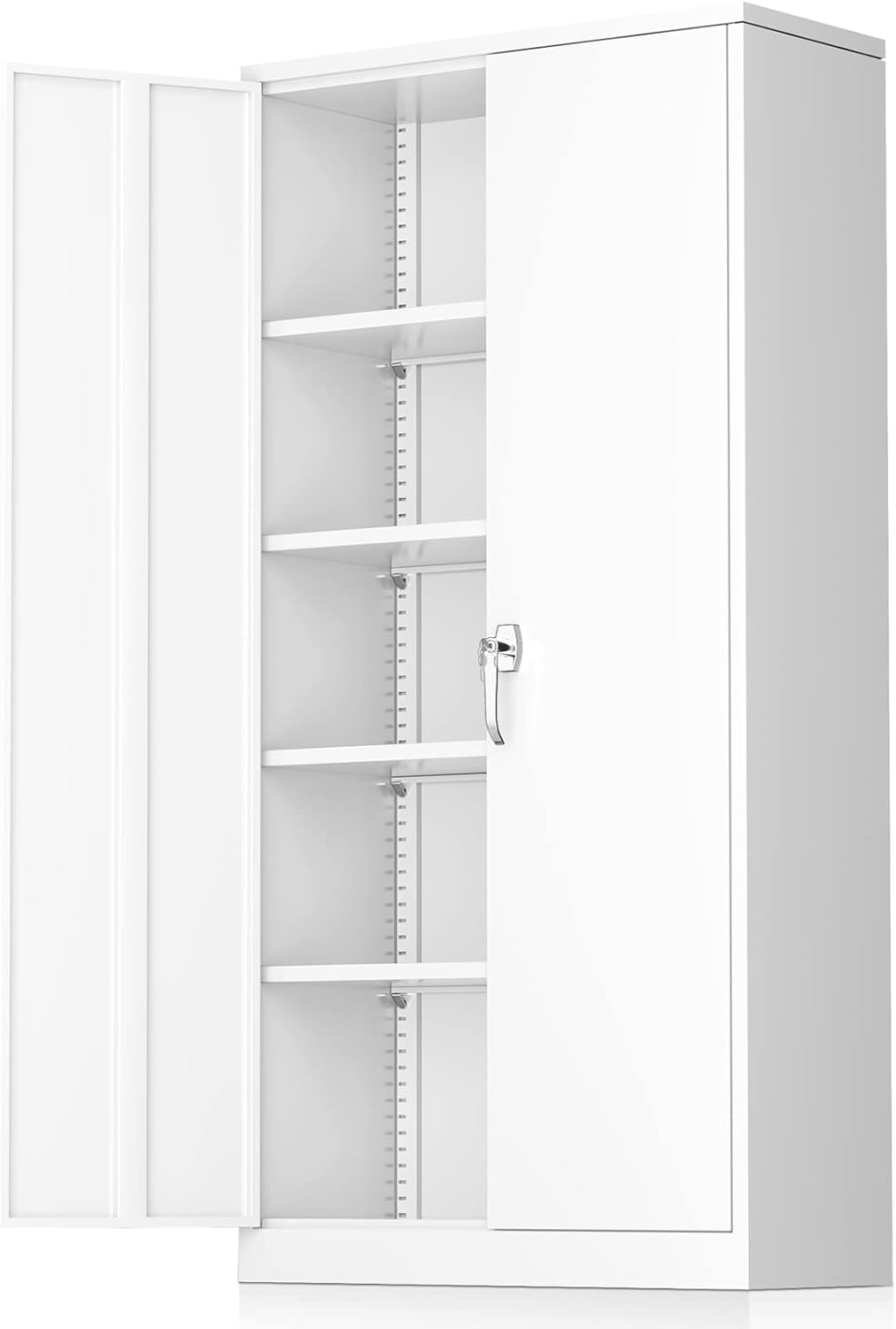 Greenvelly Metal Storage Cabinet with Lock, 72” Black Garage Storage Cabinet with Doors and Shelves, Tall Lockable File &Tool Cabinet for Home Office, Metal Classroom Cabinet Basement