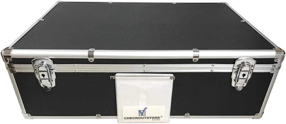 CheckOutStore (1) Aluminum CD/DVD Media Hanging Sleeves Storage Box (Black/Holds 1000 Discs)