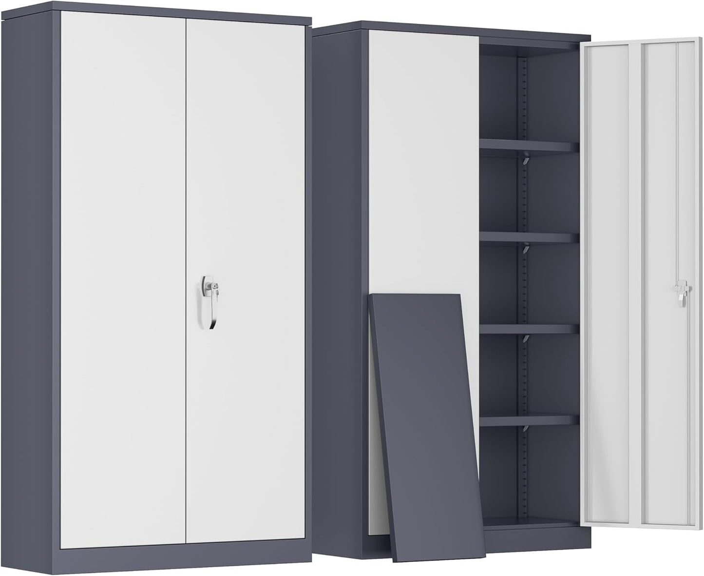 Greenvelly Metal Storage Cabinet with Lock, 72” Black Garage Storage Cabinet with Doors and Shelves, Tall Lockable File &Tool Cabinet for Home Office, Metal Classroom Cabinet Basement
