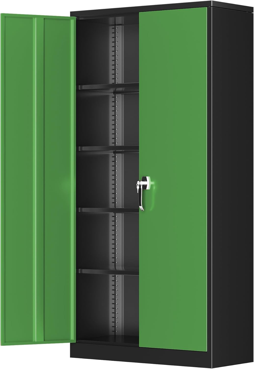 Greenvelly Metal Storage Cabinet with Lock, 72” Black Garage Storage Cabinet with Doors and Shelves, Tall Lockable File &Tool Cabinet for Home Office, Metal Classroom Cabinet Basement