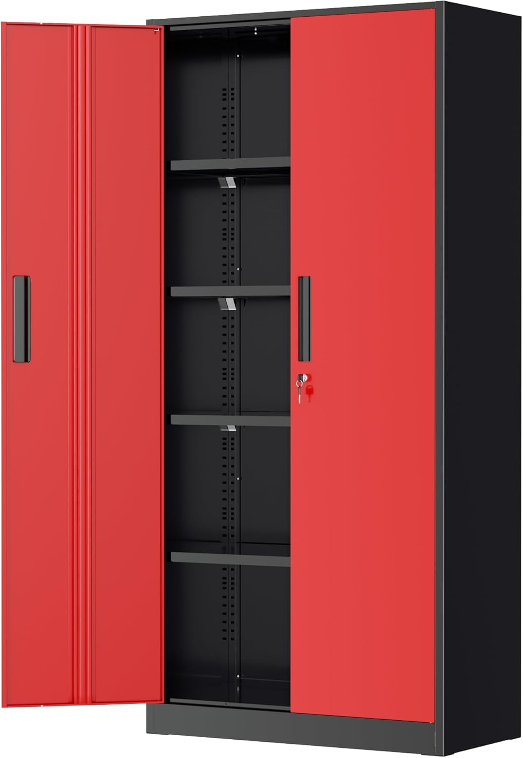 Greenvelly Metal Storage Cabinet with Lock, 72” Black Garage Storage Cabinet with Doors and Shelves, Tall Lockable File &Tool Cabinet for Home Office, Metal Classroom Cabinet Basement