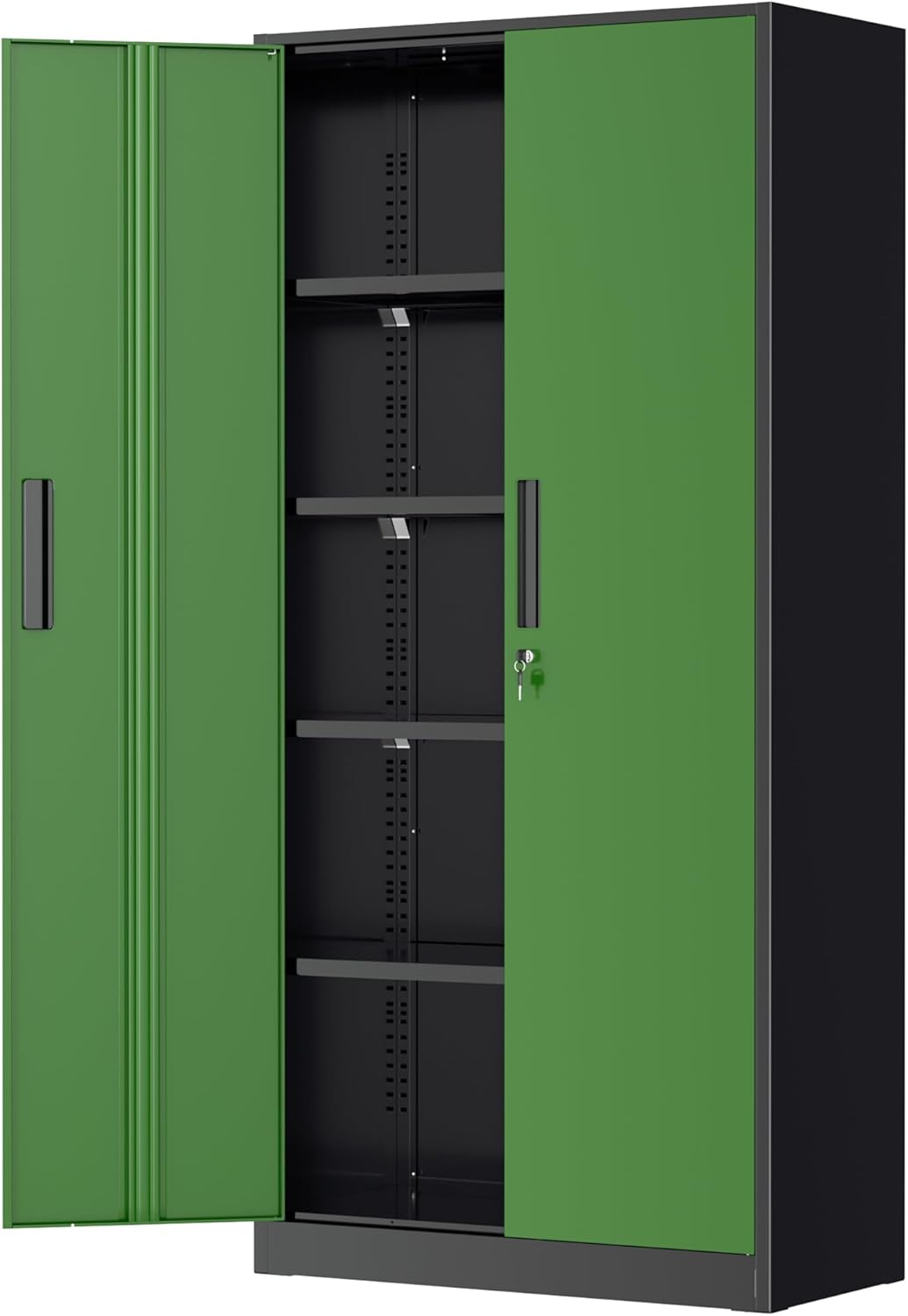 Greenvelly Metal Storage Cabinet with Lock, 72” Black Garage Storage Cabinet with Doors and Shelves, Tall Lockable File &Tool Cabinet for Home Office, Metal Classroom Cabinet Basement