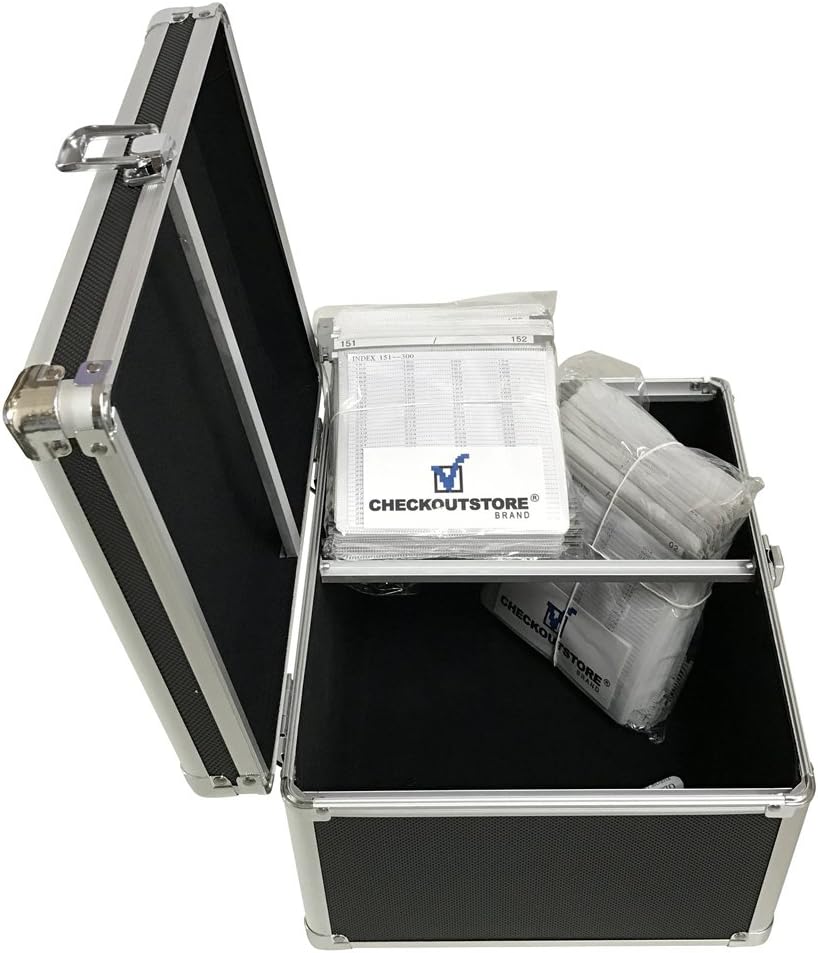 CheckOutStore (1) Aluminum CD/DVD Media Hanging Sleeves Storage Box (Black/Holds 300 Discs)