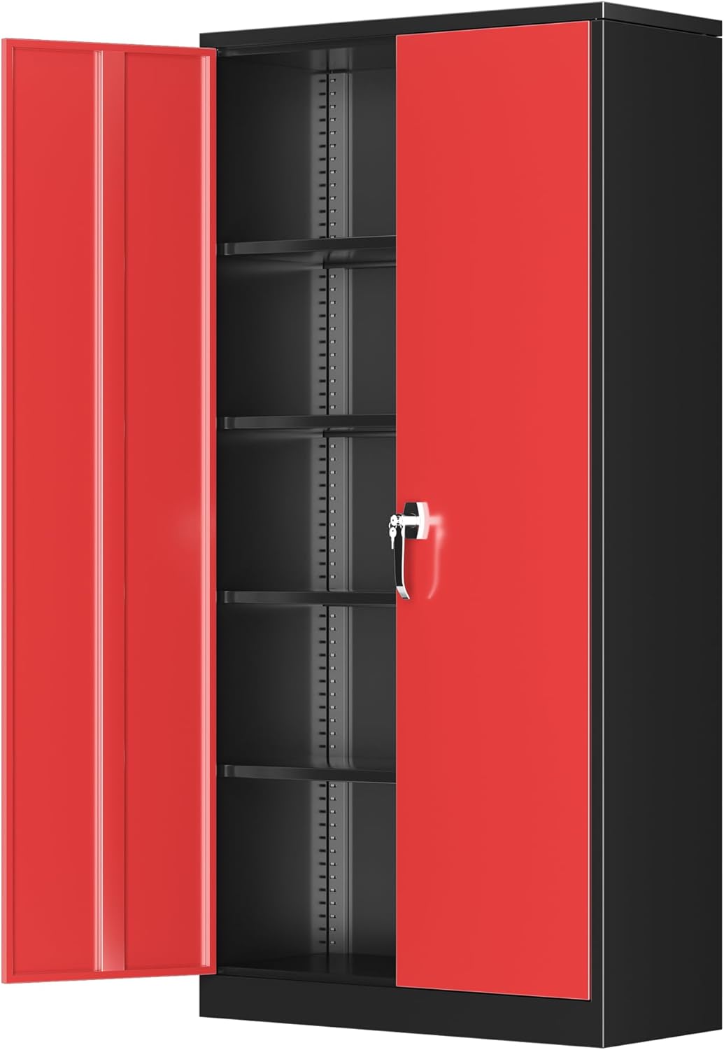 Greenvelly Metal Storage Cabinet with Lock, 72” Black Garage Storage Cabinet with Doors and Shelves, Tall Lockable File &Tool Cabinet for Home Office, Metal Classroom Cabinet Basement