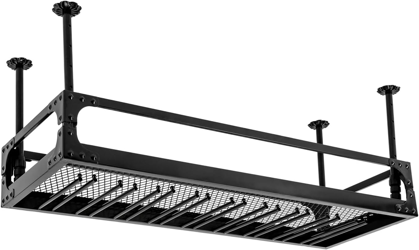 Ceiling Wine Glass Rack,40in Hanging Wine Rack With Mesh Shelf,Industrial Hanging Wine Bottle Holder,Height Adjustable Black Metal Ceiling Shelf For Bar Cafe Kitchen 40.55×14.96×7.09in, Black