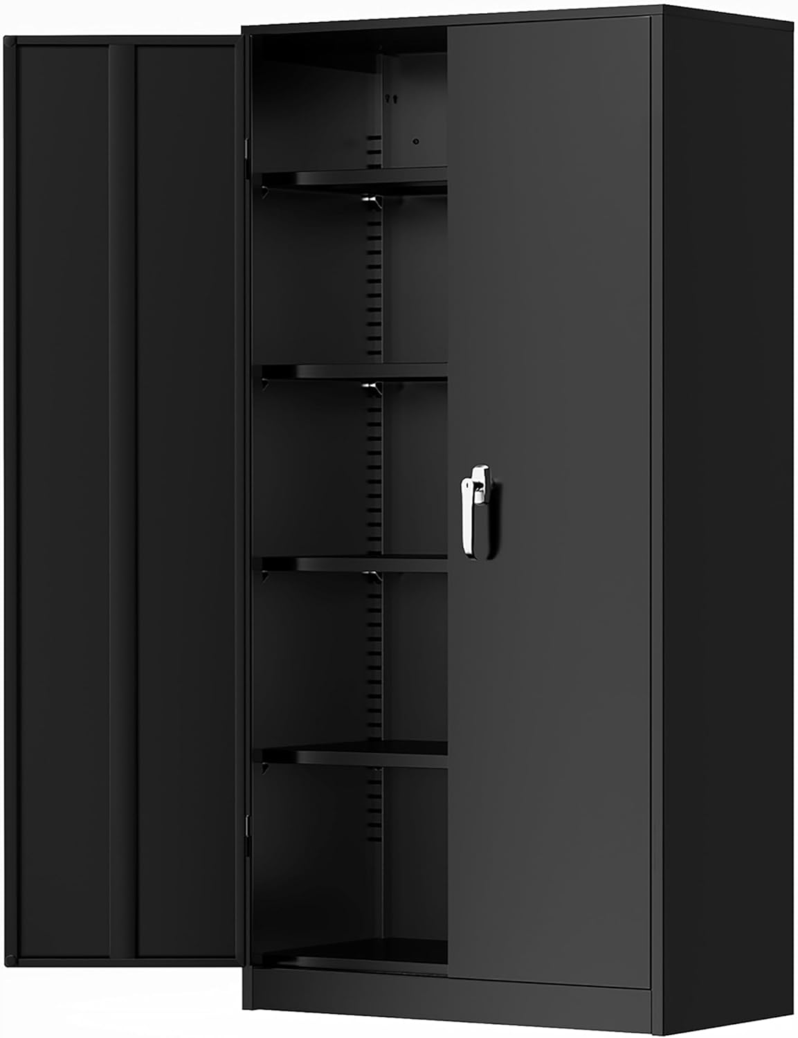 Greenvelly Metal Storage Cabinet with Lock, 72” Black Garage Storage Cabinet with Doors and Shelves, Tall Lockable File &Tool Cabinet for Home Office, Metal Classroom Cabinet Basement