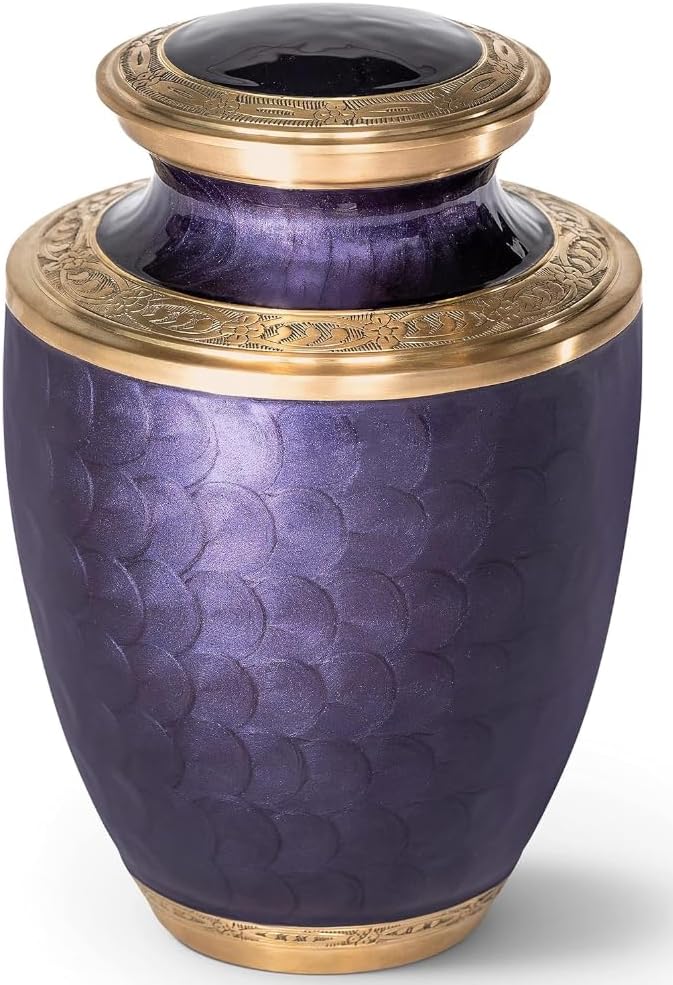 Cremation Urn for Human Ashes – Adult Brass Urn for Men or Women up to 200lbs – Handcrafted Memorial Burial Container – Suitable for Funeral or Display