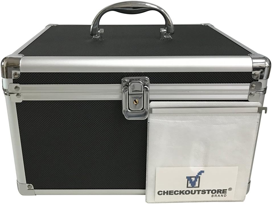 CheckOutStore (1) Aluminum CD/DVD Media Hanging Sleeves Storage Box (Black/Holds 300 Discs)