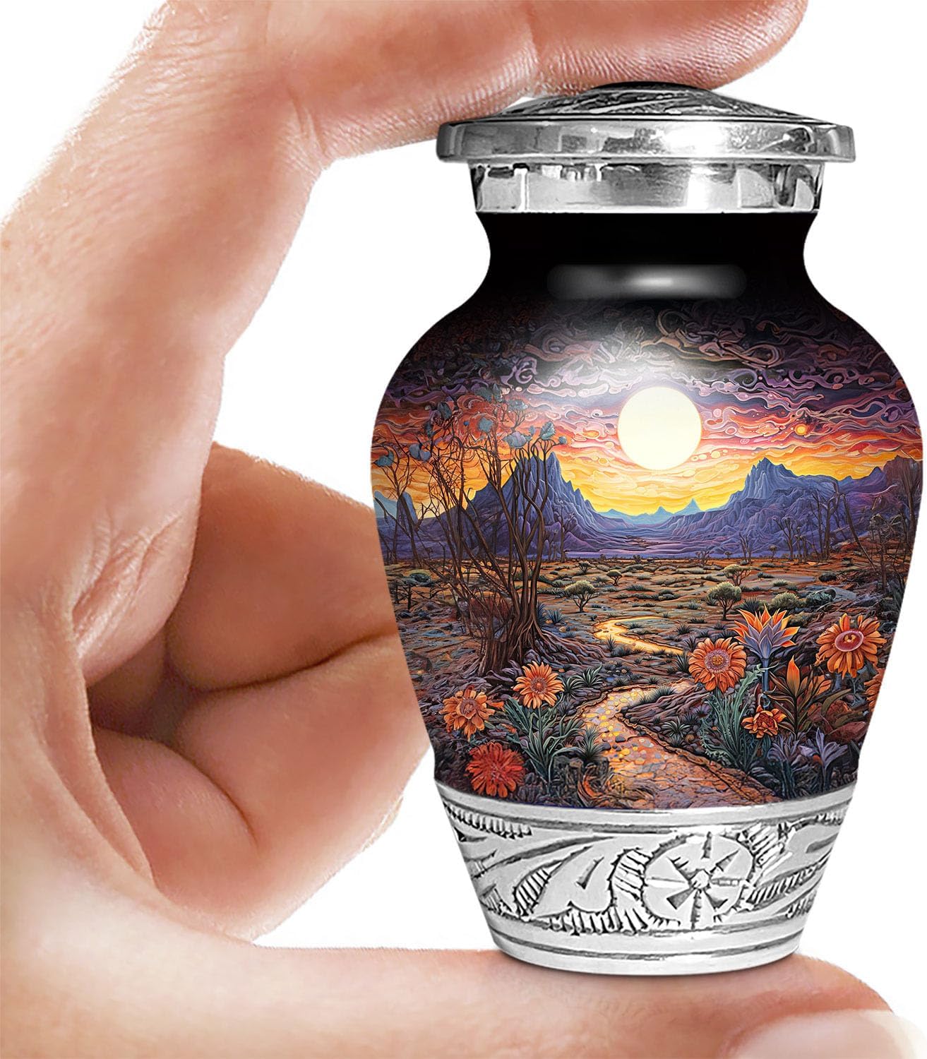 Deer Forest Urn for Human Ashes | Large Handcrafted Funeral Memorial | Decorative Cremation Urn for Women and Men