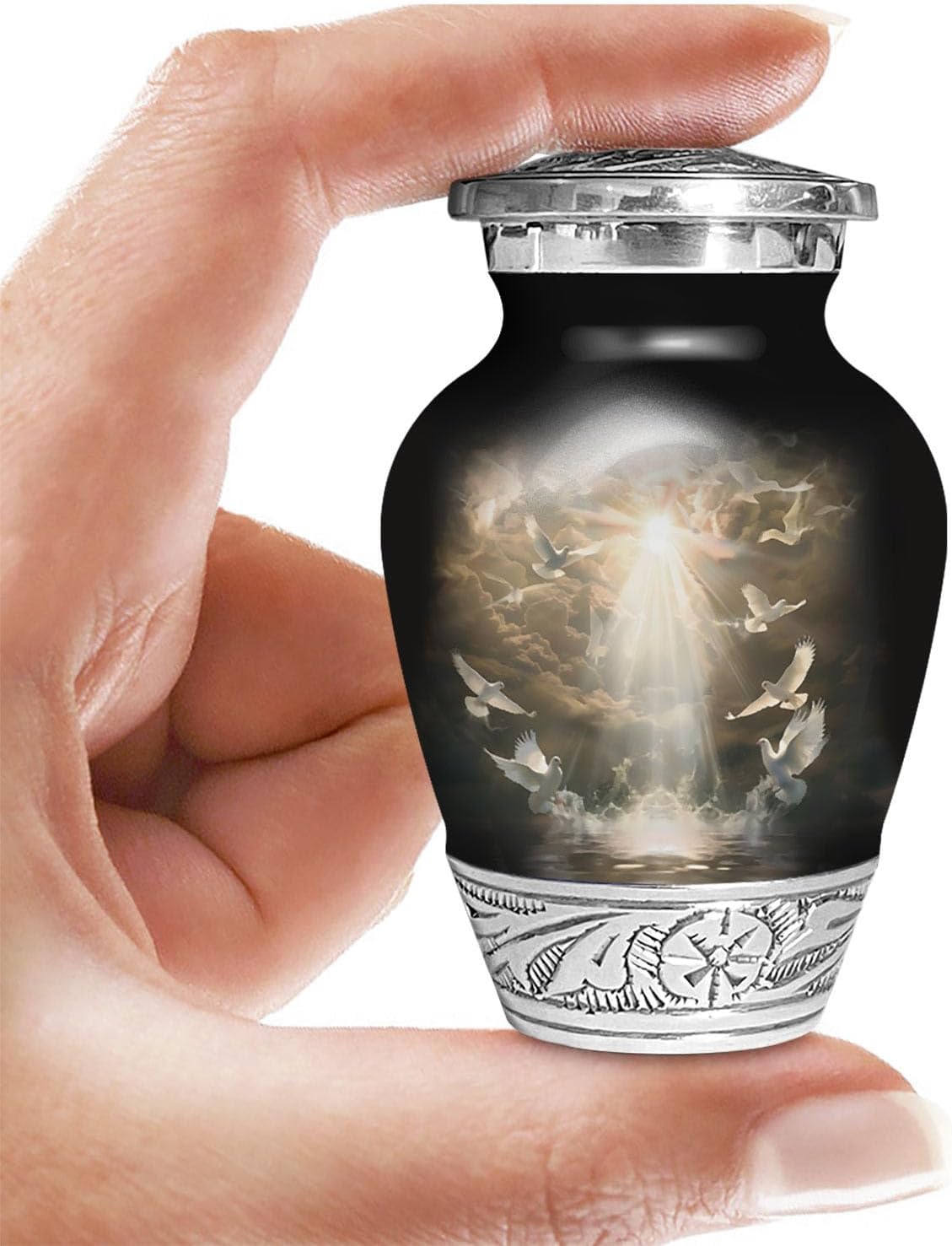 Deer Forest Urn for Human Ashes | Large Handcrafted Funeral Memorial | Decorative Cremation Urn for Women and Men