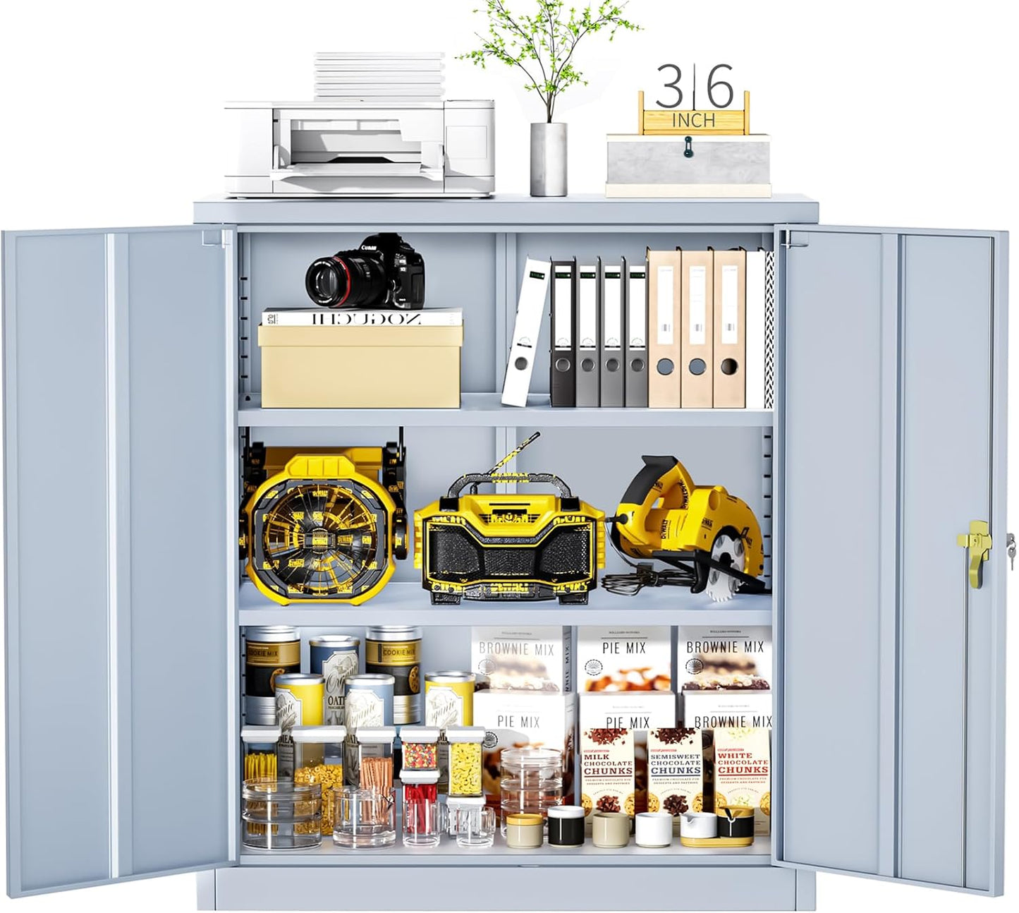Greenvelly Metal Storage Cabinet with Lock, 72” Black Garage Storage Cabinet with Doors and Shelves, Tall Lockable File &Tool Cabinet for Home Office, Metal Classroom Cabinet Basement