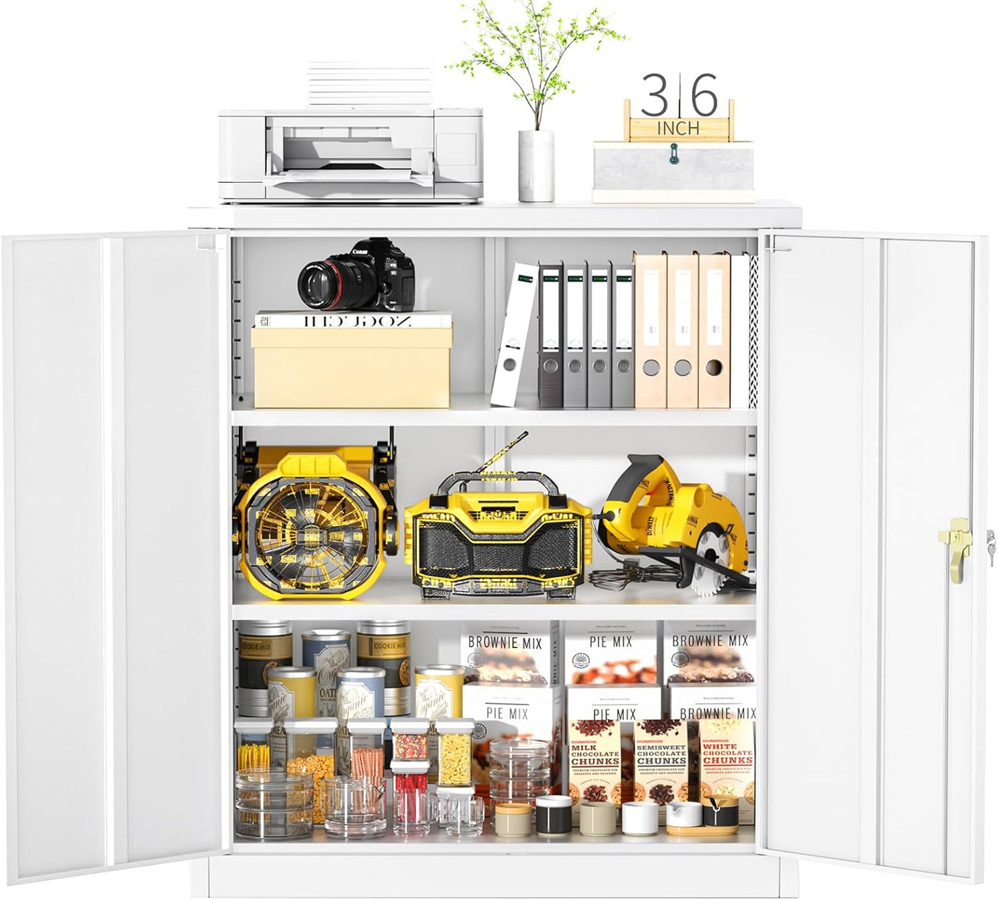 Greenvelly Metal Storage Cabinet with Lock, 72” Black Garage Storage Cabinet with Doors and Shelves, Tall Lockable File &Tool Cabinet for Home Office, Metal Classroom Cabinet Basement