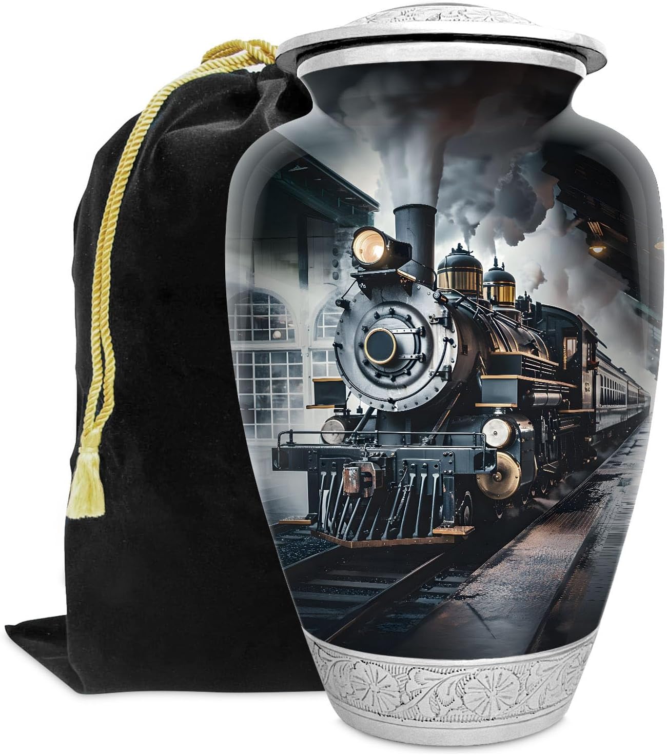 Deer Forest Urn for Human Ashes | Large Handcrafted Funeral Memorial | Decorative Cremation Urn for Women and Men