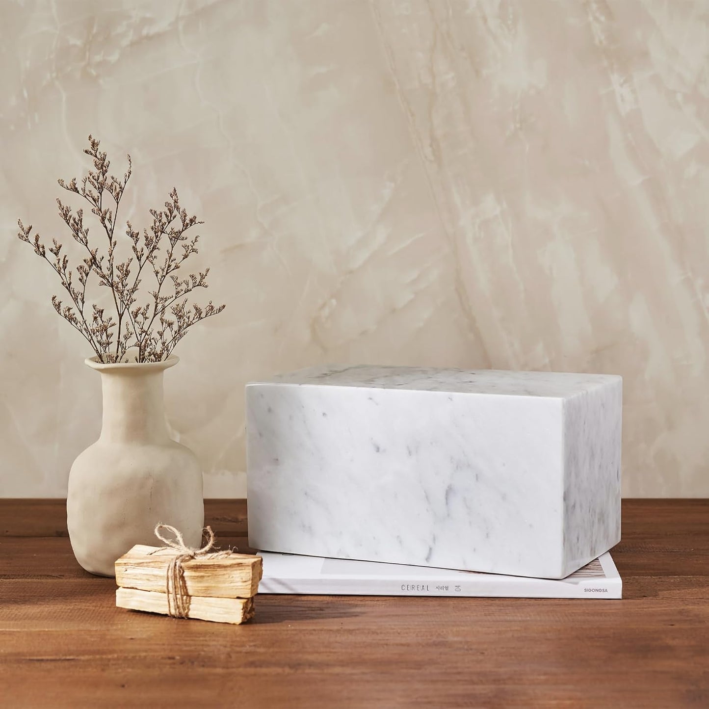 AspenStudio Carrara Marble Real Urn Genuine Marble Urn for Human Adult Cremation Ashes Decorative urn