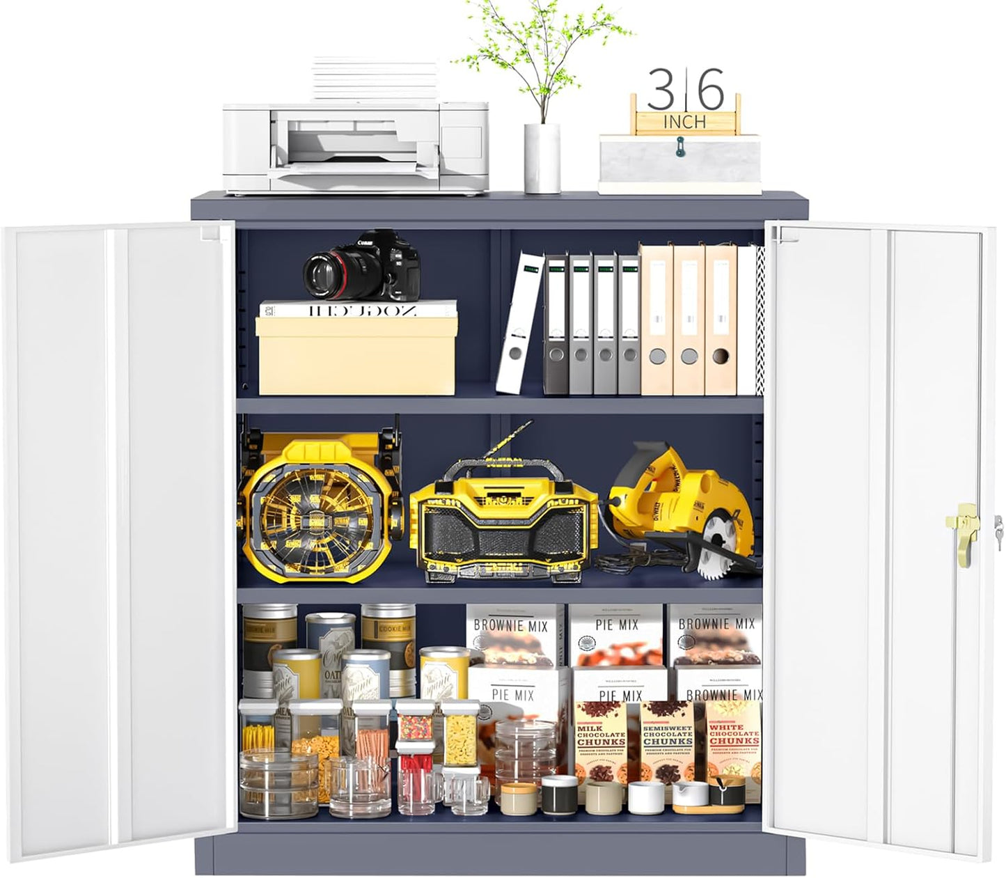 Greenvelly Metal Storage Cabinet with Lock, 72” Black Garage Storage Cabinet with Doors and Shelves, Tall Lockable File &Tool Cabinet for Home Office, Metal Classroom Cabinet Basement