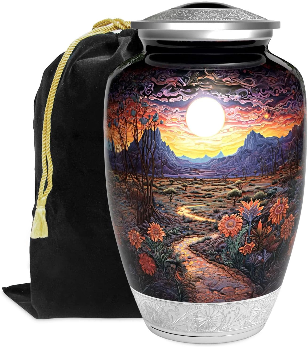 Deer Forest Urn for Human Ashes | Large Handcrafted Funeral Memorial | Decorative Cremation Urn for Women and Men