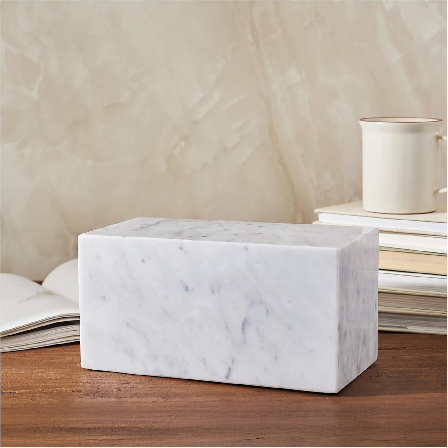 AspenStudio Carrara Marble Real Urn Genuine Marble Urn for Human Adult Cremation Ashes Decorative urn