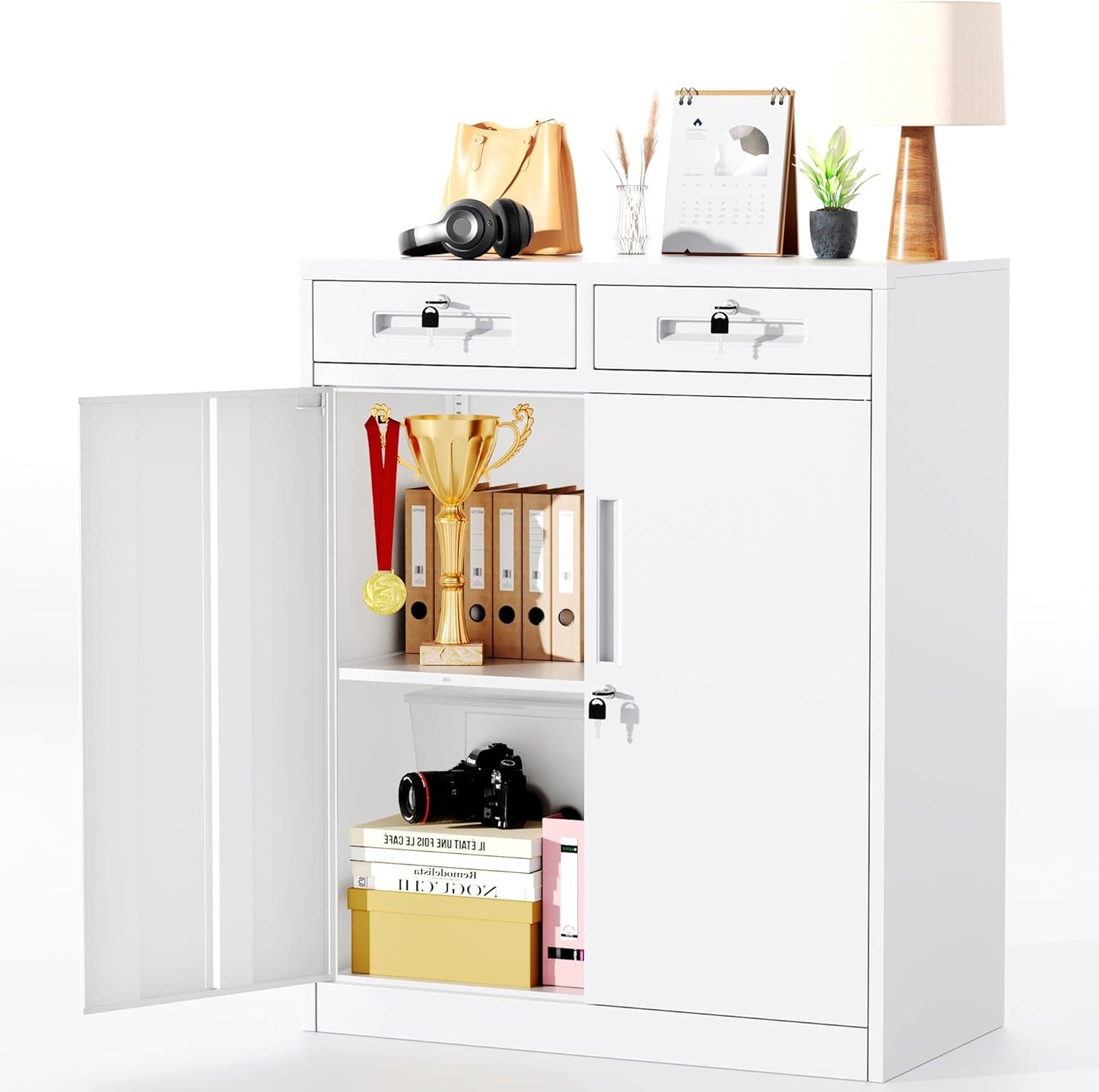 Greenvelly Metal Storage Cabinet with Lock, 72” Black Garage Storage Cabinet with Doors and Shelves, Tall Lockable File &Tool Cabinet for Home Office, Metal Classroom Cabinet Basement