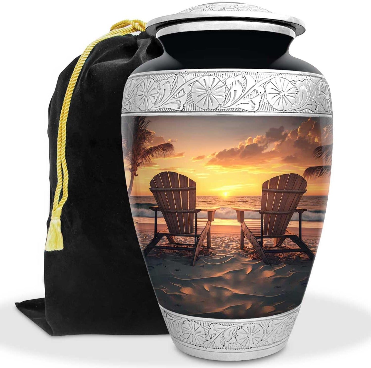 Deer Forest Urn for Human Ashes | Large Handcrafted Funeral Memorial | Decorative Cremation Urn for Women and Men