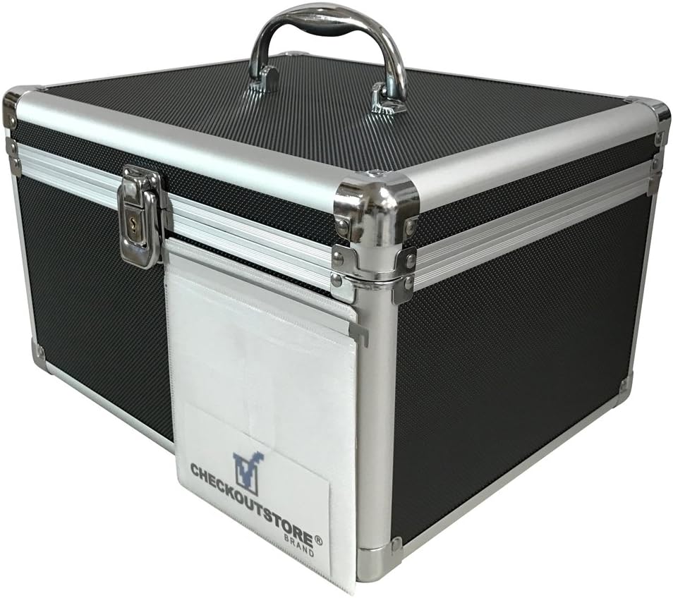 CheckOutStore (1) Aluminum CD/DVD Media Hanging Sleeves Storage Box (Black/Holds 300 Discs)
