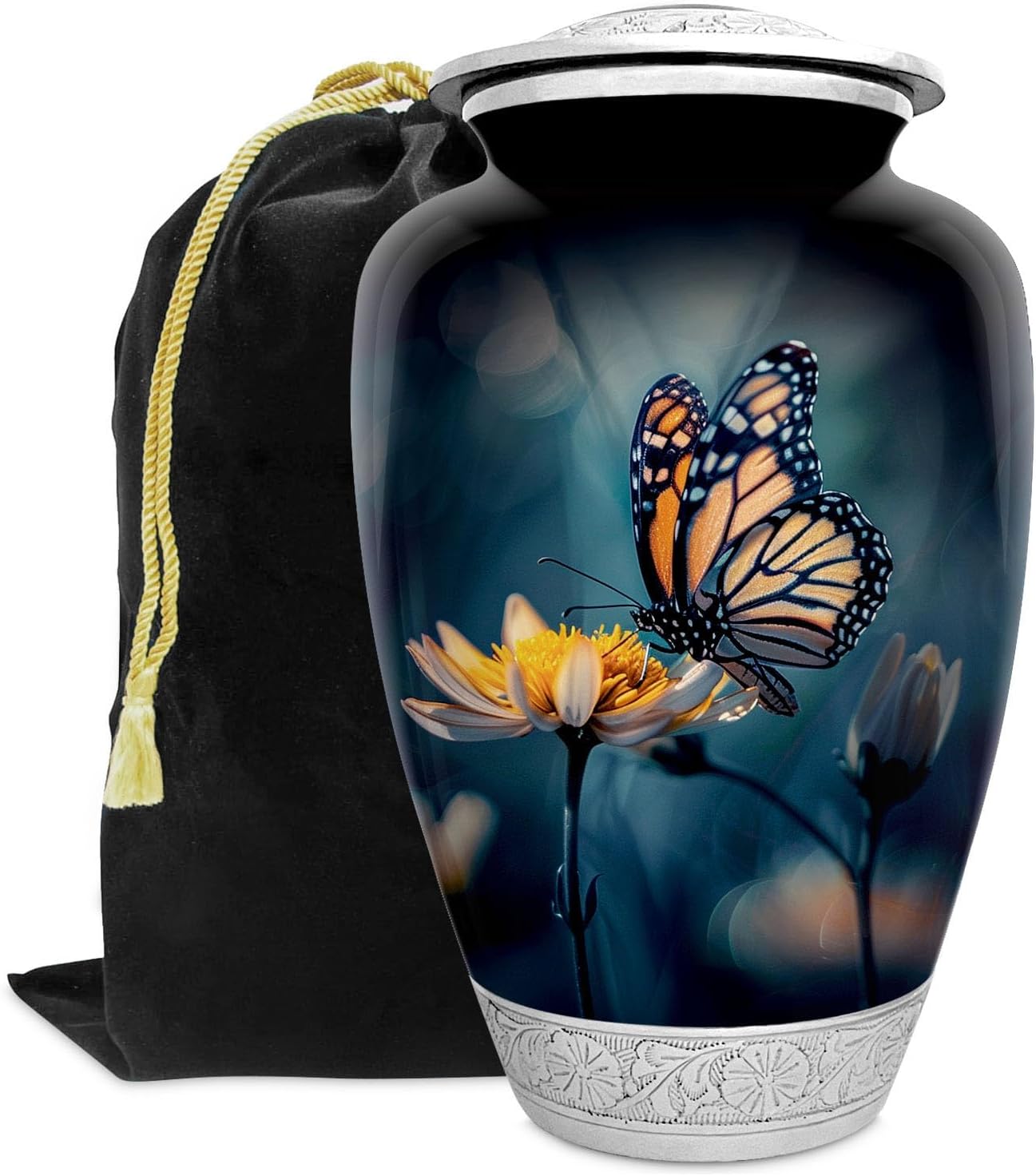 Deer Forest Urn for Human Ashes | Large Handcrafted Funeral Memorial | Decorative Cremation Urn for Women and Men
