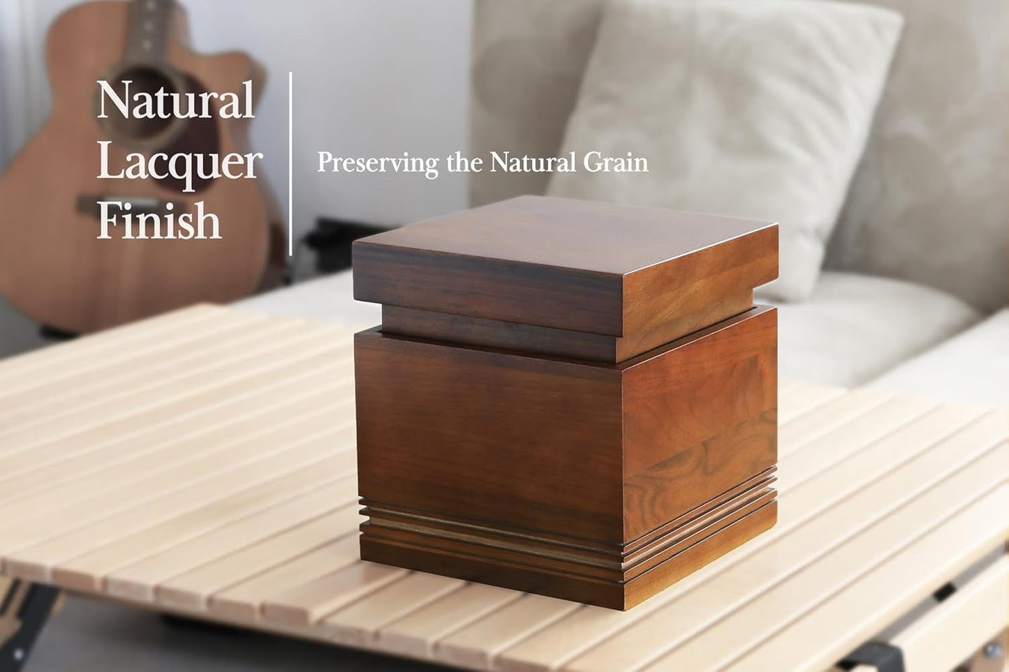 Handcrafted Walnut Wooden Urn for Human Ashes Adult, Walnut Wooden Decorative Urn for Adult Ashes Male & Female, Up to 220 Lbs