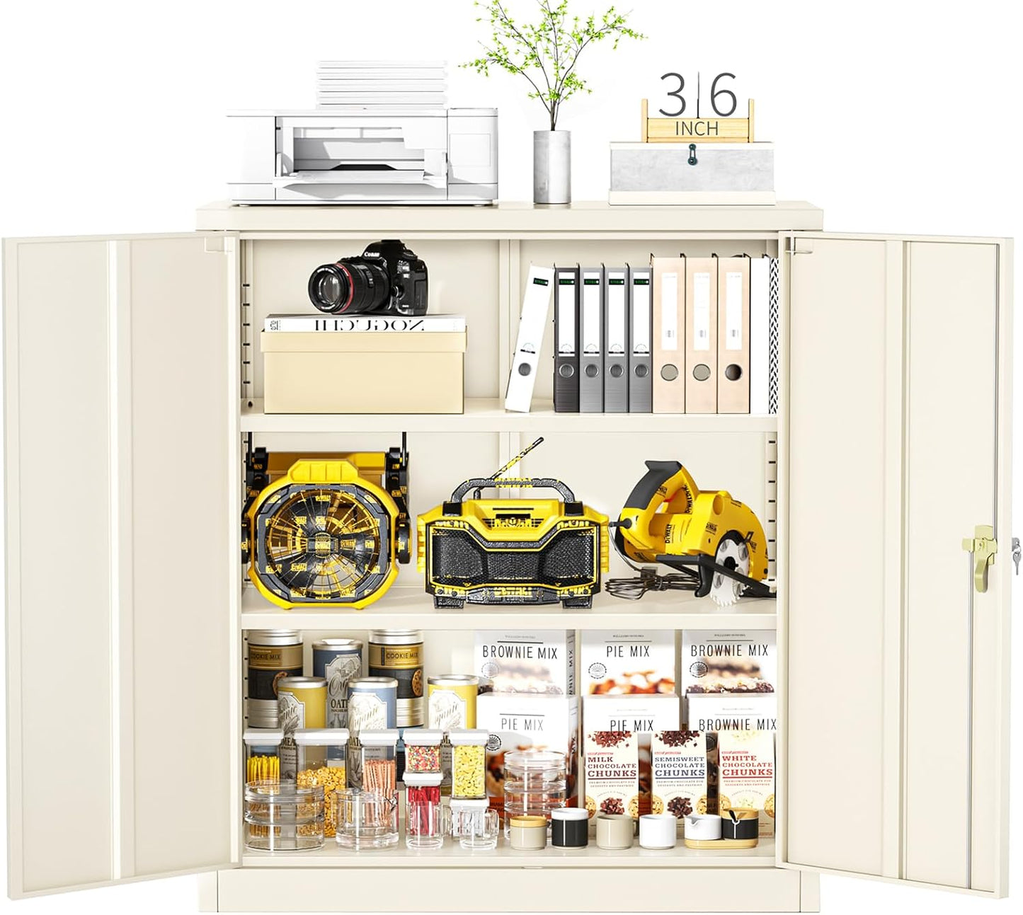 Greenvelly Metal Storage Cabinet with Lock, 72” Black Garage Storage Cabinet with Doors and Shelves, Tall Lockable File &Tool Cabinet for Home Office, Metal Classroom Cabinet Basement