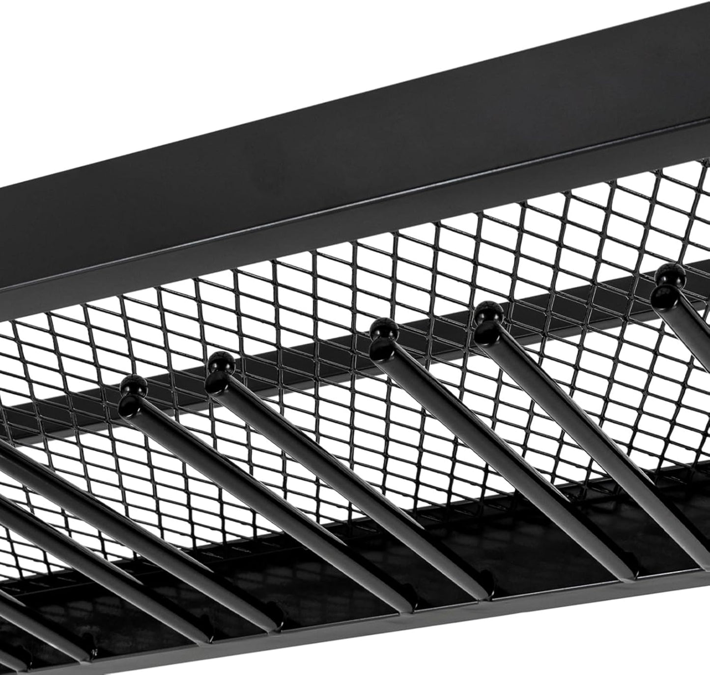 Ceiling Wine Glass Rack,40in Hanging Wine Rack With Mesh Shelf,Industrial Hanging Wine Bottle Holder,Height Adjustable Black Metal Ceiling Shelf For Bar Cafe Kitchen 40.55×14.96×7.09in, Black