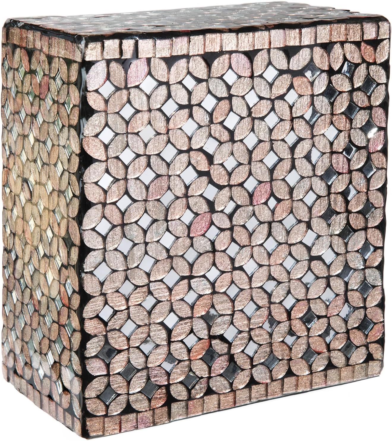Mosaic Glass Cremation Urn - Hand Made Funeral Urn for Human Ashes - Large Adult Size Burial Urn - Hand Applied Individual Tiles Create a one of a Kind Work of Art - 200 cu in (Blue)