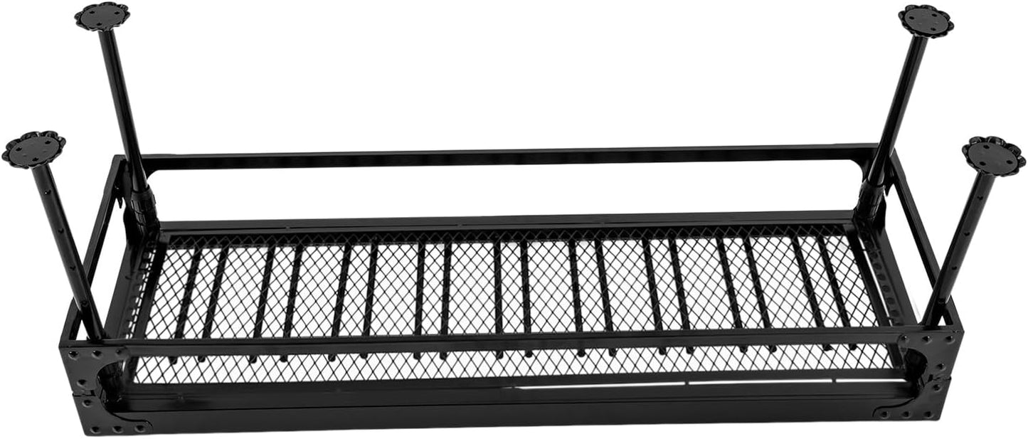 Ceiling Wine Glass Rack,40in Hanging Wine Rack With Mesh Shelf,Industrial Hanging Wine Bottle Holder,Height Adjustable Black Metal Ceiling Shelf For Bar Cafe Kitchen 40.55×14.96×7.09in, Black